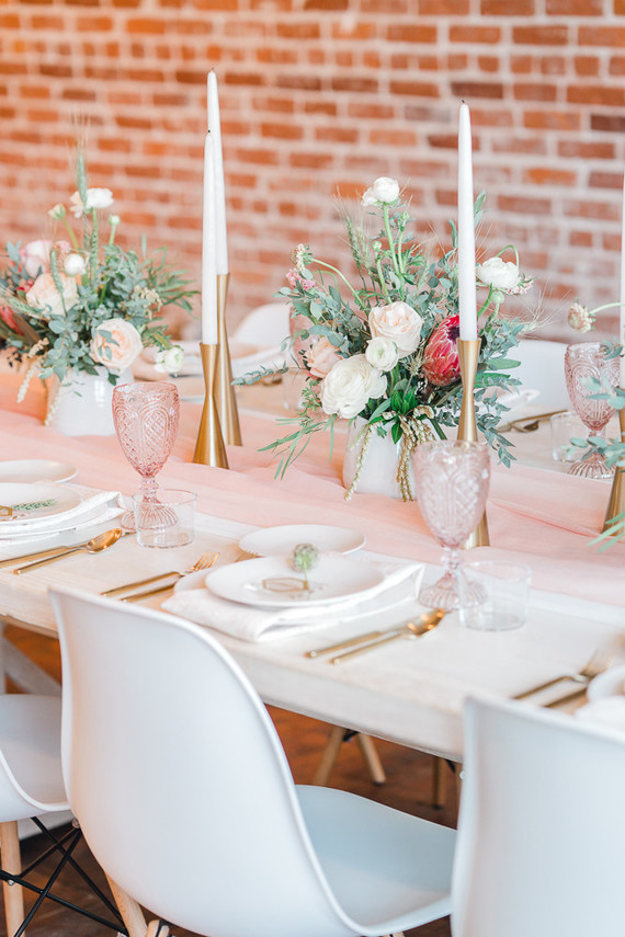 Geometric brass + blush wedding inspiration at Franciscan Gardens