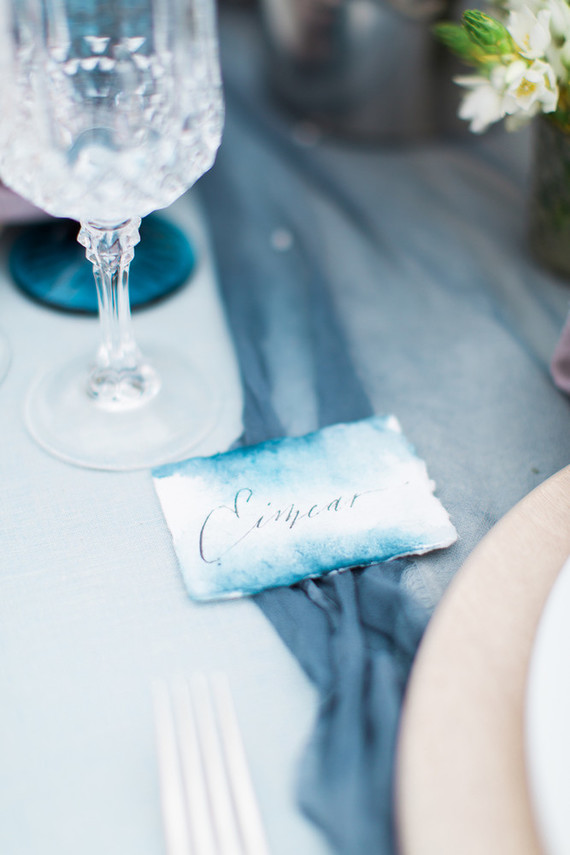 Calligraphy and watercolor escort cards