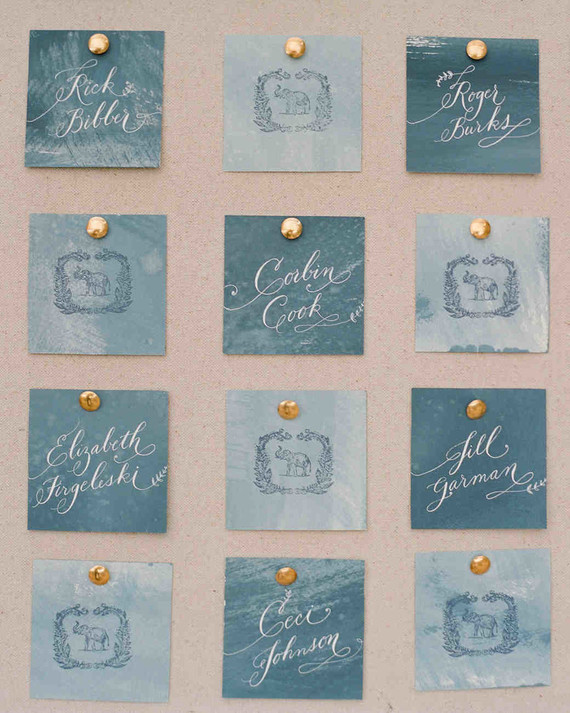 Calligraphy and watercolor escort cards