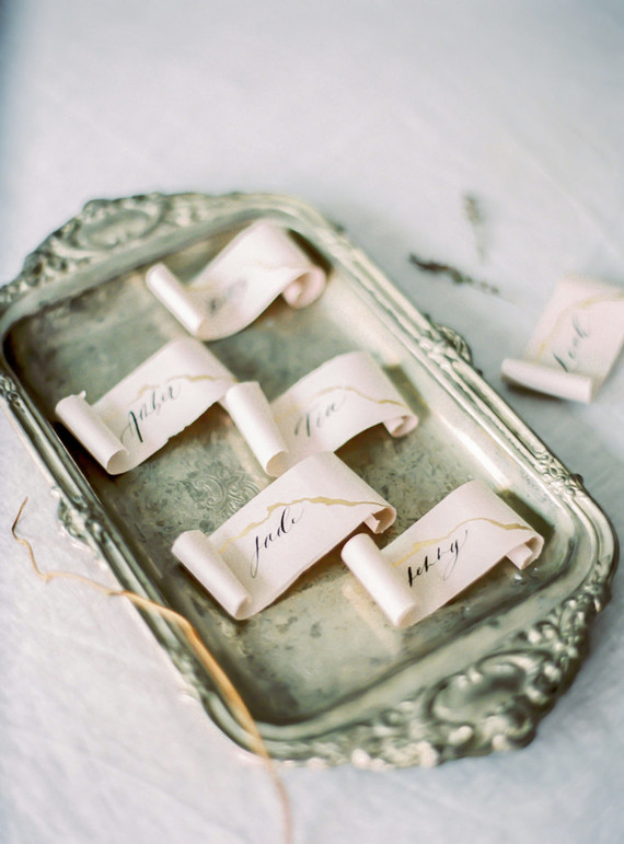 Calligraphy and watercolor escort cards