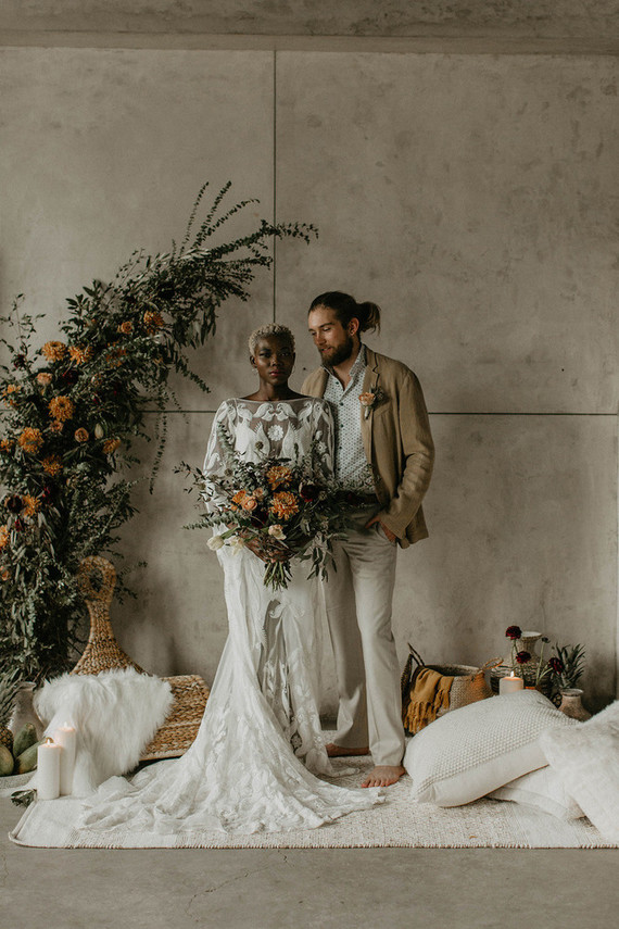 Industrial elopement inspired by African textiles in Edmonton