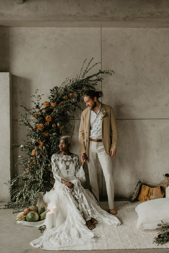 Industrial elopement inspired by African textiles in Edmonton Inspiration