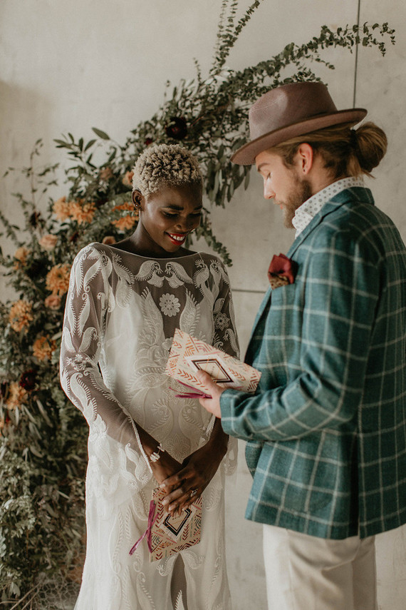 Industrial elopement inspired by African textiles in Edmonton