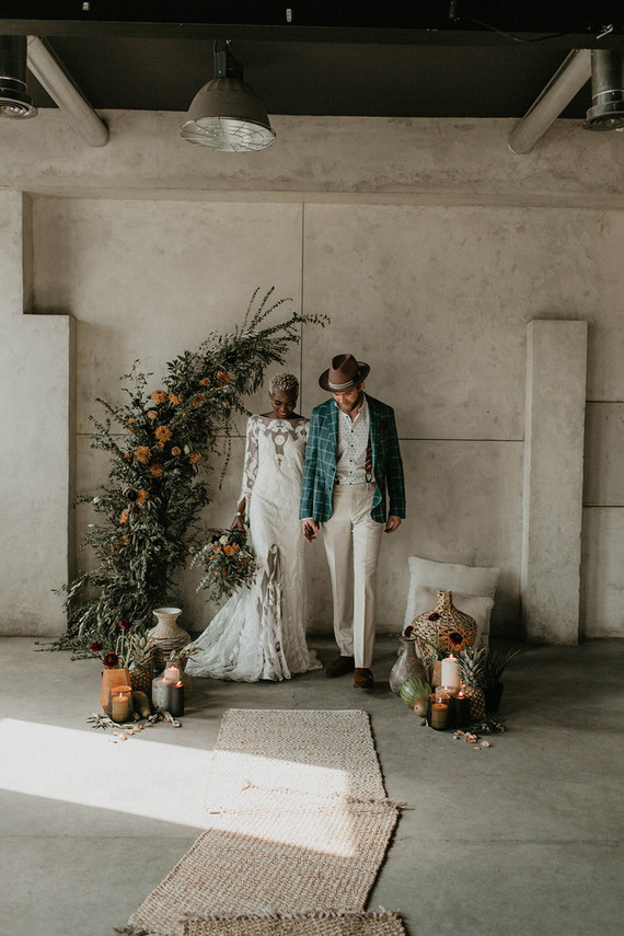 Industrial elopement inspired by African textiles in Edmonton Inspiration