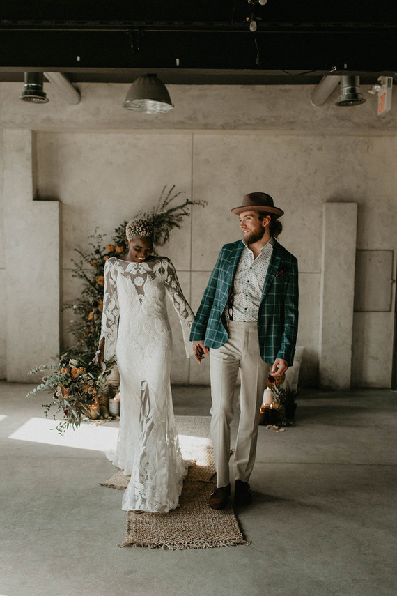 Industrial elopement inspired by African textiles in Edmonton