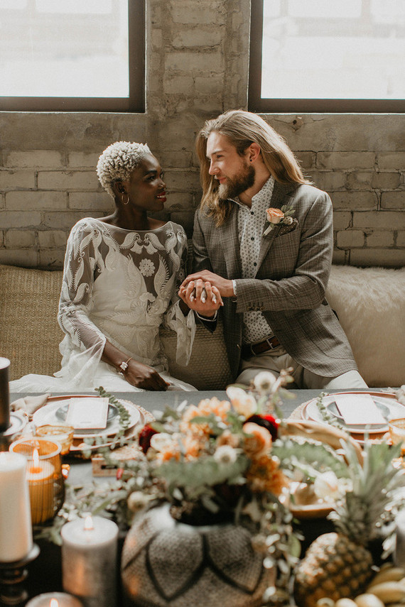 Industrial elopement inspired by African textiles in Edmonton