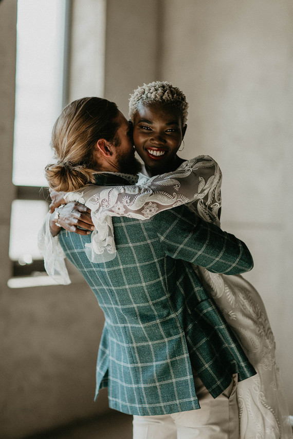 Industrial elopement inspired by African textiles in Edmonton