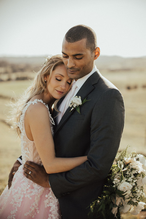 Rustic California wedding with a pink dress