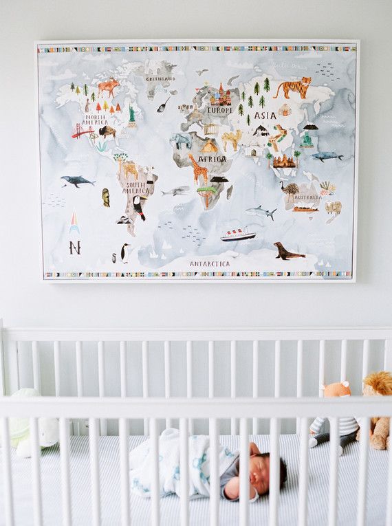 Classic modern boy's nursery and newborn photos in Virginia