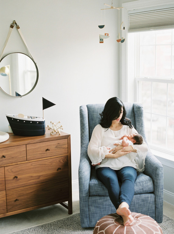 Classic modern boy's nursery and newborn photos in Virginia