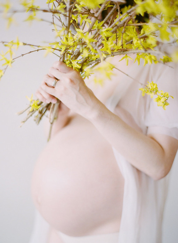 Floral maternity portraits on film