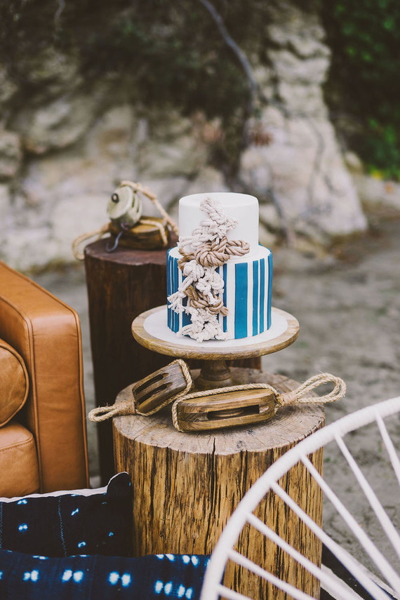 Modern indie nautical inspired elopement with pops of pink