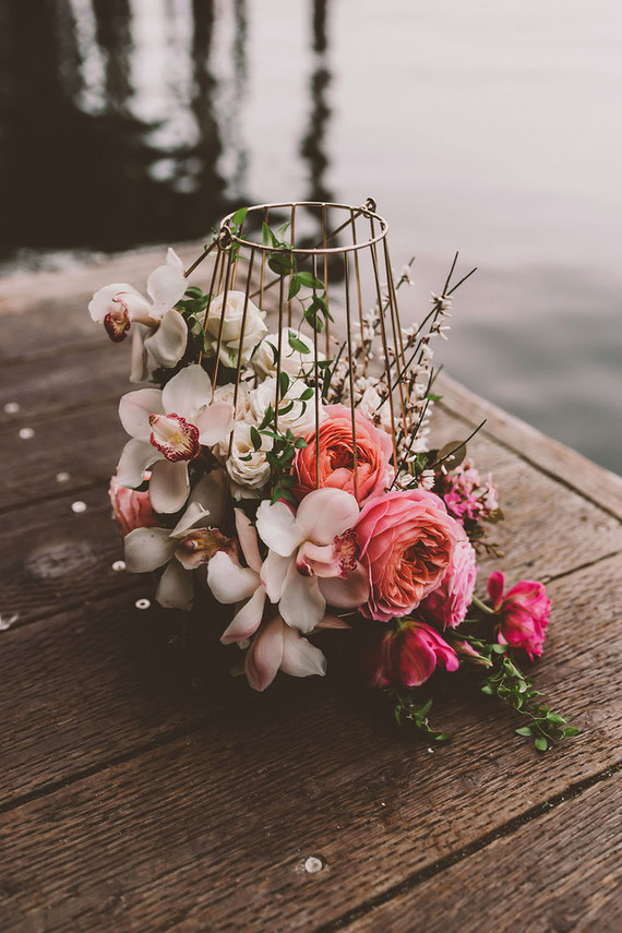 Modern indie nautical inspired elopement with pops of pink