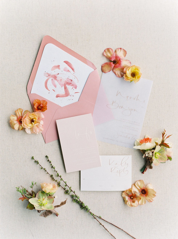 On trend now, a tamarind and pink wedding editorial in Sonoma CA