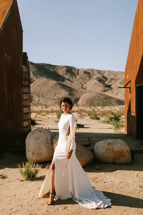 Modern minimalist earth tone wedding in the desert