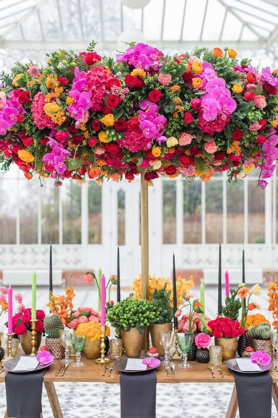 Bright colorful Frida Kahlo inspired wedding editorial