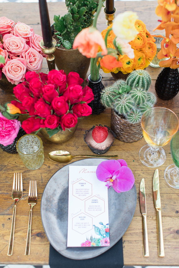 Bright colorful Frida Kahlo inspired wedding editorial