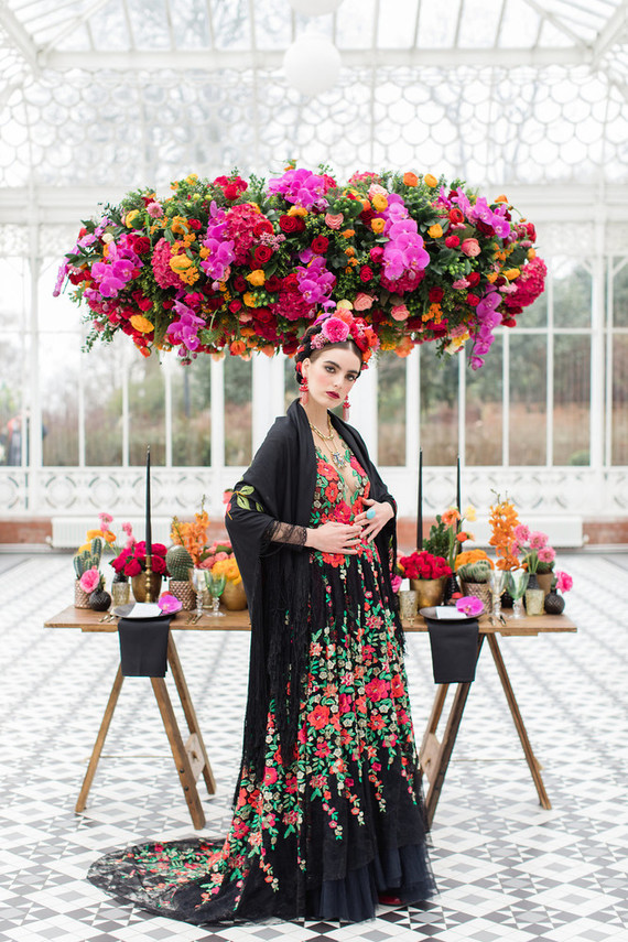 Bright colorful Frida Kahlo inspired wedding editorial