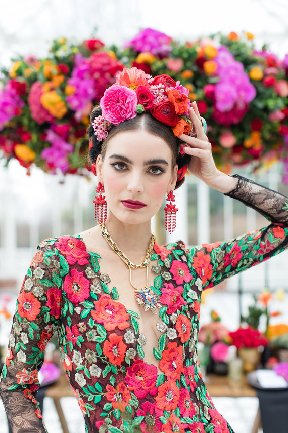 Bright colorful Frida Kahlo inspired wedding editorial