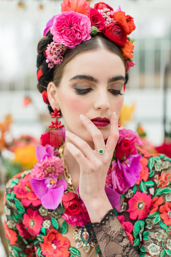Bright colorful Frida Kahlo inspired wedding editorial