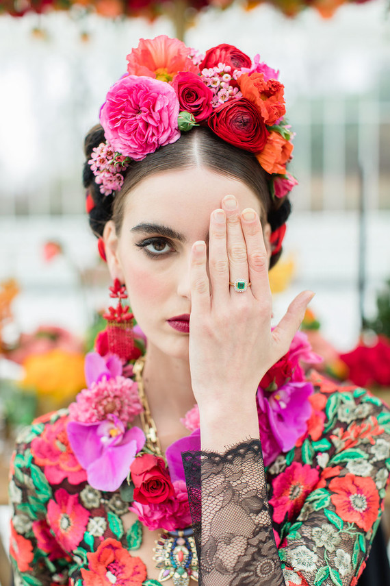 Bright colorful Frida Kahlo inspired wedding editorial
