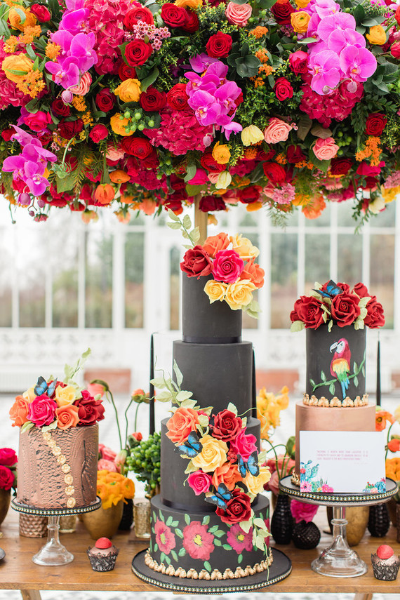 Bright colorful Frida Kahlo inspired wedding editorial