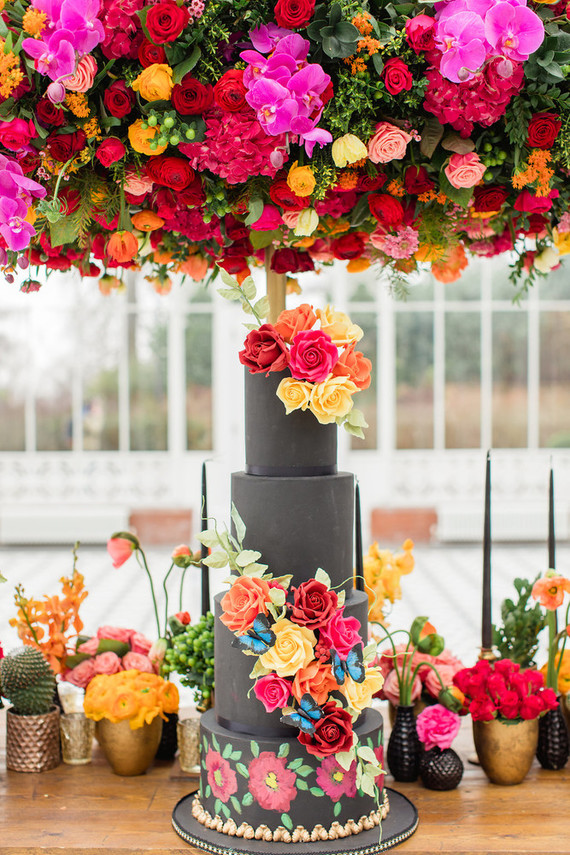 Bright colorful Frida Kahlo inspired wedding editorial