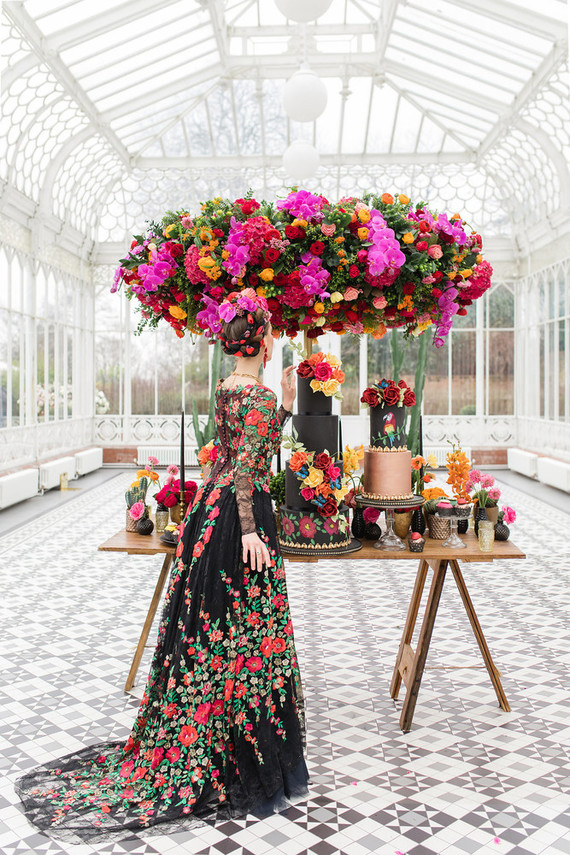 Bright colorful Frida Kahlo inspired wedding editorial
