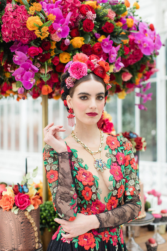 Bright colorful Frida Kahlo inspired wedding editorial