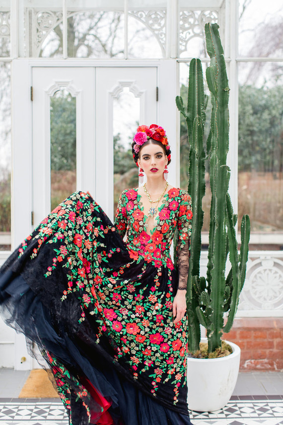 Bright colorful Frida Kahlo inspired wedding editorial