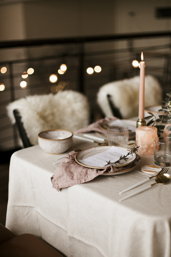 Romantic urban same sex wedding ideas with blush tones