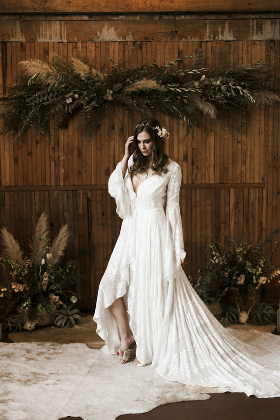 Romantic urban same sex wedding ideas with blush tones