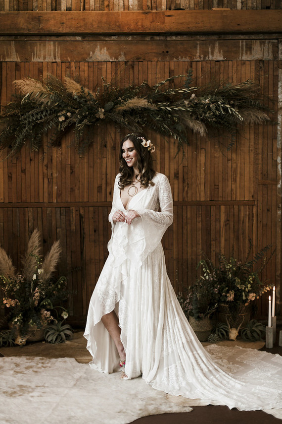 Romantic urban same sex wedding ideas with blush tones