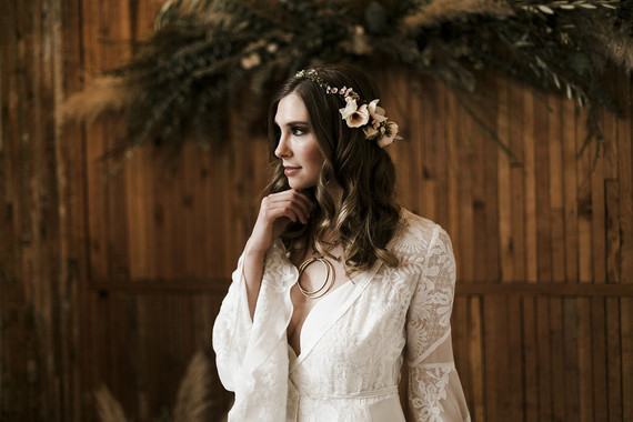 Romantic urban same sex wedding ideas with blush tones