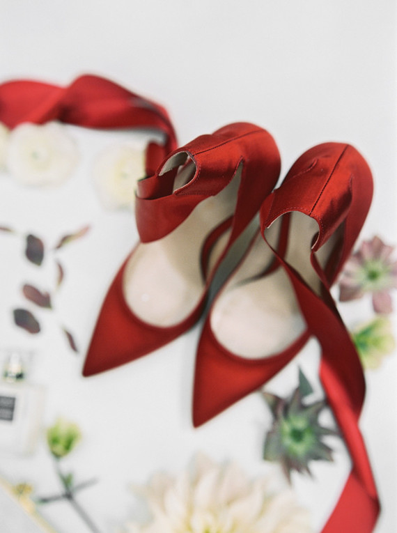 Red wedding shoes