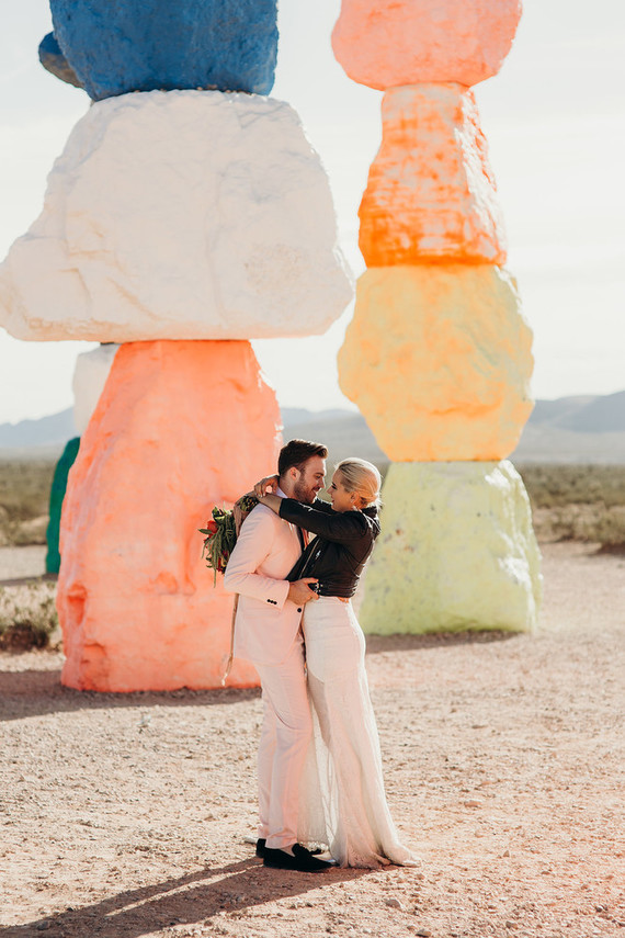 True Romance inspired Las Vegas elopement at Seven Magic Mountains Inspiration
