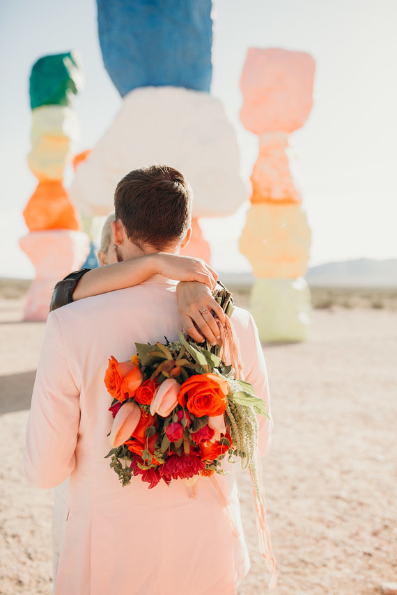 True Romance inspired Las Vegas elopement at Seven Magic Mountains Inspiration