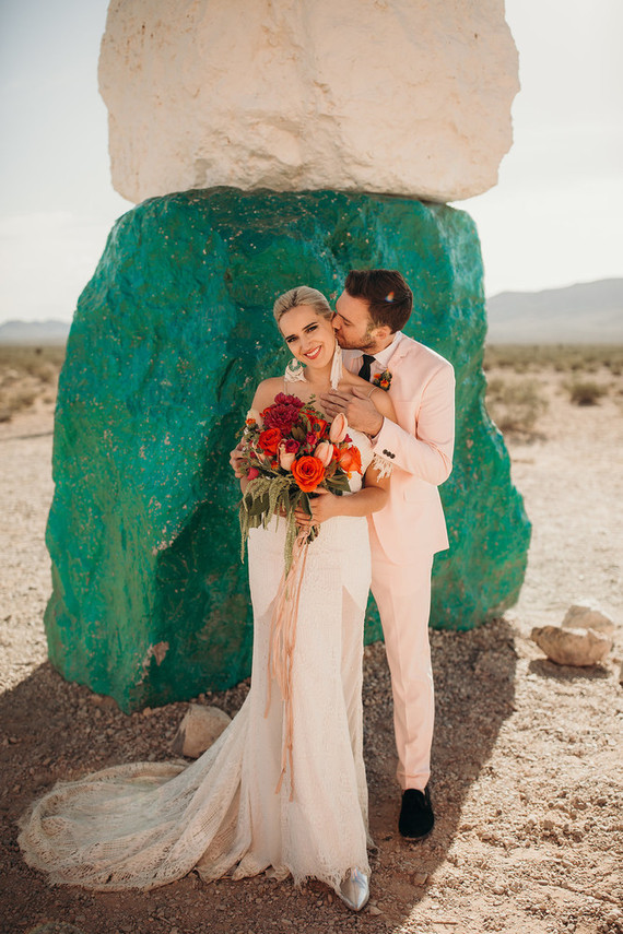 True Romance inspired Las Vegas elopement at Seven Magic Mountains