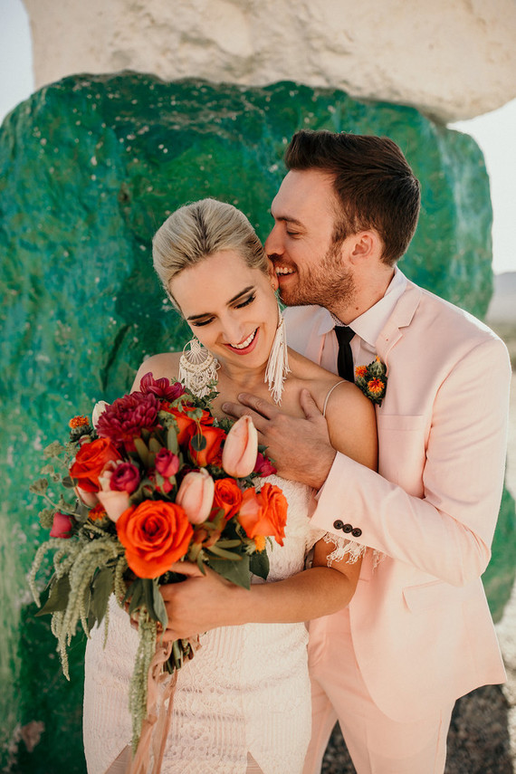 True Romance inspired Las Vegas elopement at Seven Magic Mountains Inspiration