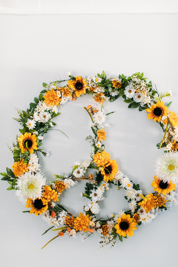 DIY faux flower peace sign