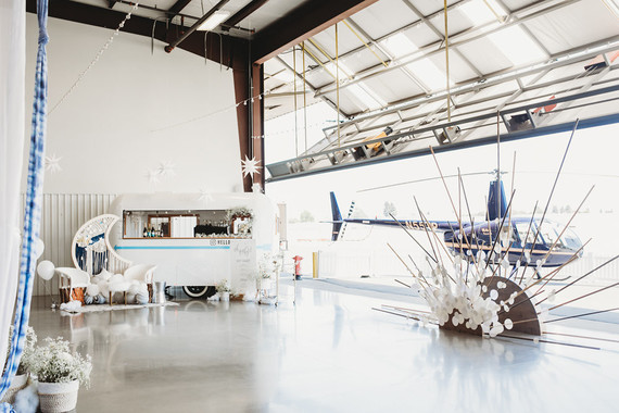 Helicopter-themed baby shower in at Hangar 21 in Orange County
