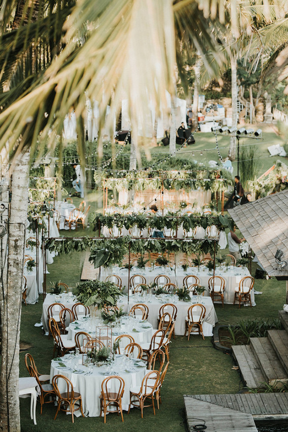 Elegant, romantic white + green wedding at Khayangan Estate in Bali