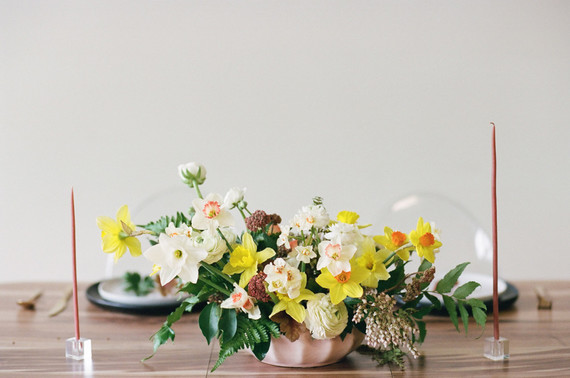 Blush + yellow wedding inspired by daffodils