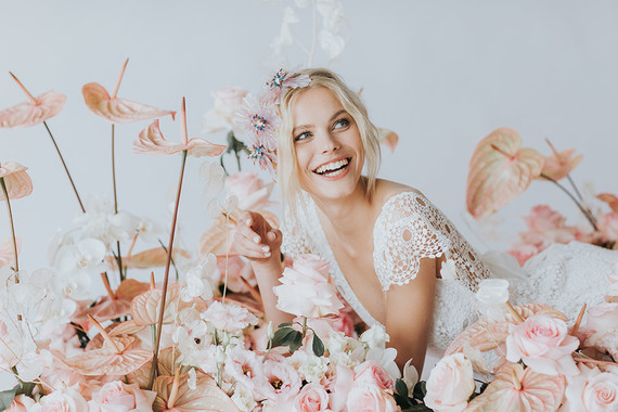 Ethereal modern bridal inspiration with tropical pink details