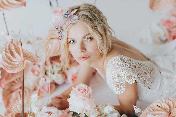 Ethereal modern bridal inspiration with tropical pink details