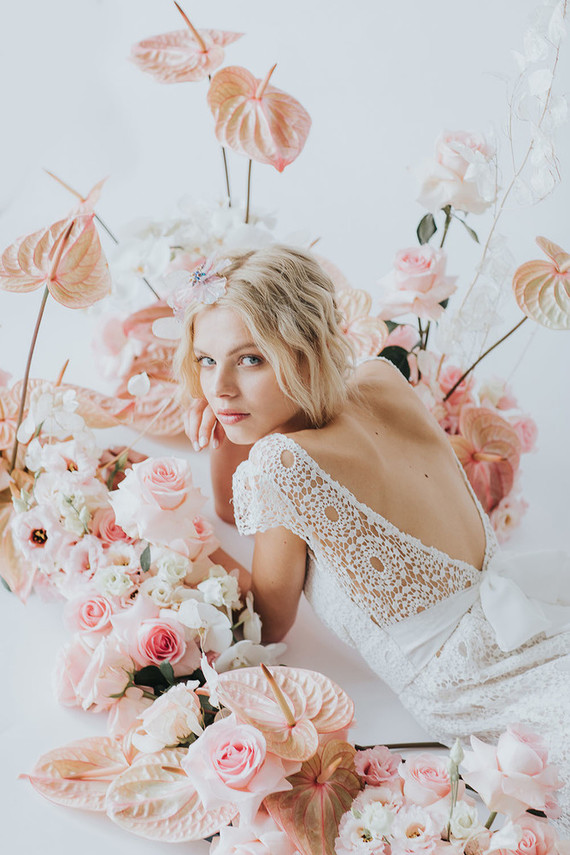 Ethereal modern bridal inspiration with tropical pink details Inspiration