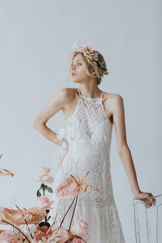 Ethereal modern bridal inspiration with tropical pink details