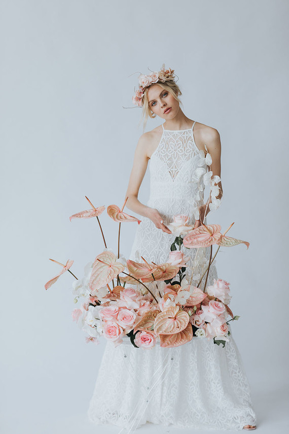 Ethereal modern bridal inspiration with tropical pink details