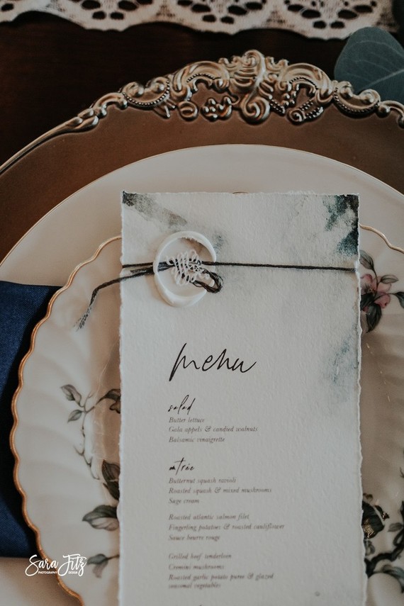 Elegant wedding menu