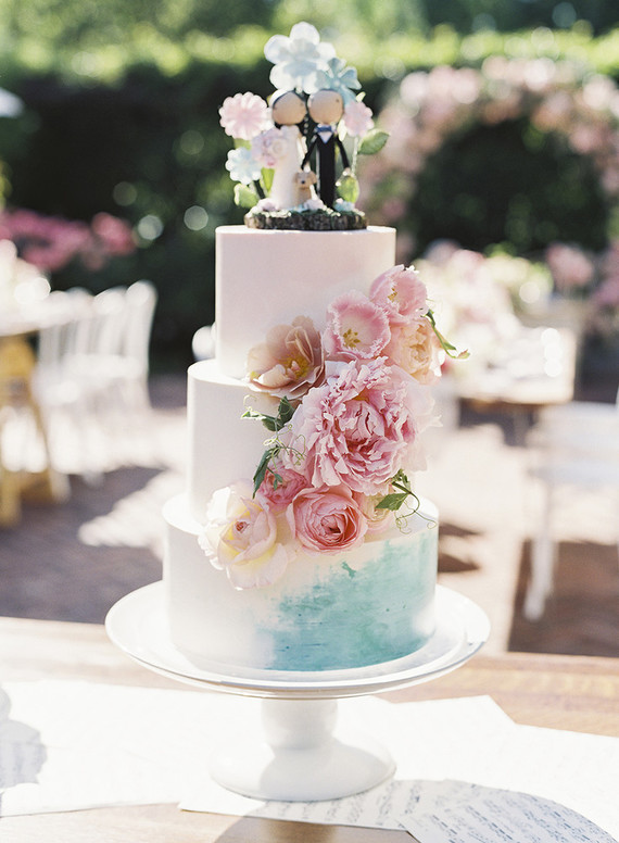 Whimsical pink and blue music-inspired wedding at Allied Arts Guild in Menlo Park